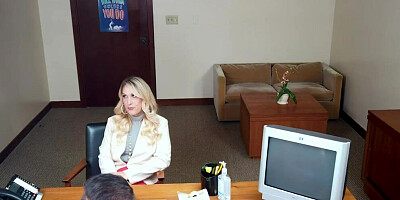 Blonde secretary Charley Hart sucks a dick and fucks in the office
