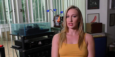 Astonishing blonde Riley Reyes sucks a cock and plays with a Hitachi