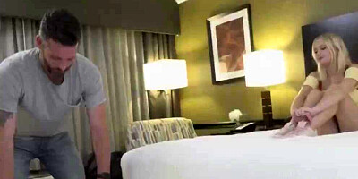 Petite blonde blows stepdaddy and gives him some nice cherry