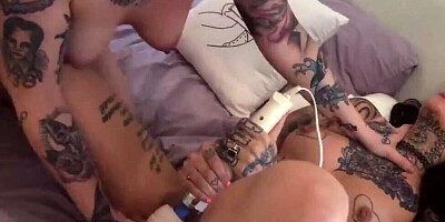 Lustful inked couple shares the same love for hardcore banging and sex toys
