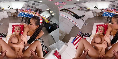 Bridgette B & Kira Noir are sharing cock in this VR