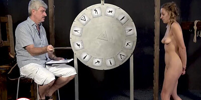 Submissive girl is gagged and will be whipped by her master