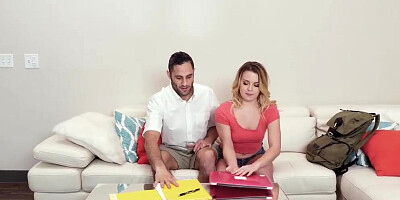 Sarah Vandella fucks her stepson and his GF