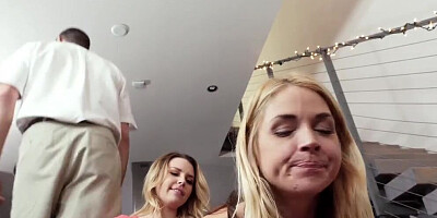 Sarah Vandella fucks her stepson and his GF