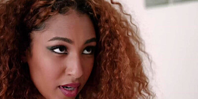 Redhaired ebony doll seduced her stepdad into a naughty pussy banging