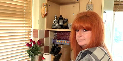 AuntJudys - Busty 56yo Redhead Melanie masturbates with you in the Kitchen (JOI)