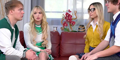 Two depraved blondes swapped their partners in this steamy fourway