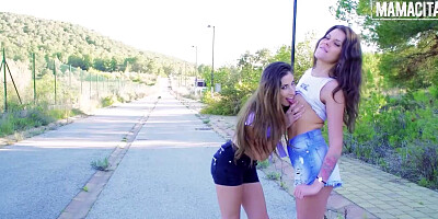 Verona Sky & Clea Gaultier Outdoor Lesbian Sex In The Middle Of The Road - MAMACITAZ