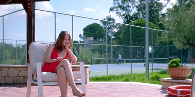 Pale redhead is enjoying interracial pussy ramming with a black stud on a public beach