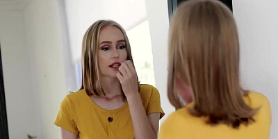 Petite Blonde Cutie Shows off Tight Pussy for Stepbro