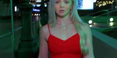 Blonde chick Kay Carter sucks a massive black cock and fucks hard