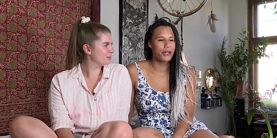 Two lovely babes are enjoying in their hot lesbian romance