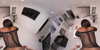 Ebony Mystique is riding horny chap's schlong in this hot VR