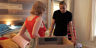 Ebony BBC interracially ravaging his girlfriend's best busty blonde white friend