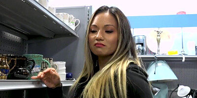 Charming girl Lana Violet shows her body and masturbates at porn casting