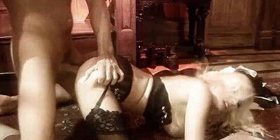 Horny Michelle Thorne kneels down for this huge fat cock