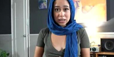 POV pretty Muslim girl sits her pussy on the giant schlong POV style