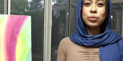 POV pretty Muslim girl sits her pussy on the giant schlong POV style