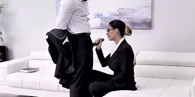 Elegant secretary treats a BBC with a blowjob before taking in up the ass