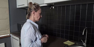 Stepmom In Kitchen Gets Fucked In Her Panties and Pantyhose