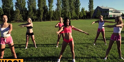 Nikky Fox blows her fitness instructor and rides his cock outside