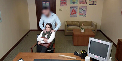 Lovely secretary is fucked on the table at the job interview