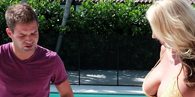 Curvy MILF shakes that big tits and ass while riding a pool boy