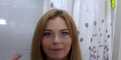 Naughty sis eats a giant cock to shut her bro's mouth