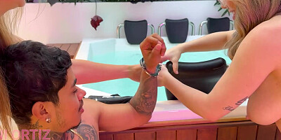 Dani ortiz and Laura Jones masturbate and moan while their friend watches them