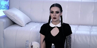 BURNING ANGEL Marley Brinx Summons a BIG DICK & Rips Fishnets