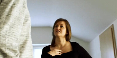 Dirty MILF goes down on her stepson to suck his cock