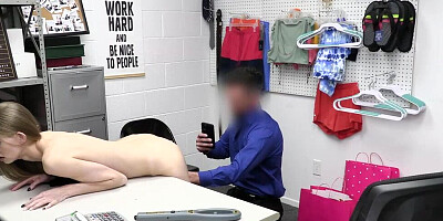 Mall security guy is punishing a thieving lady with his cock