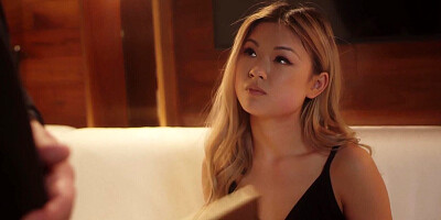Blonde Asian doll loves getting her pussy stuffed by her white boyfriend