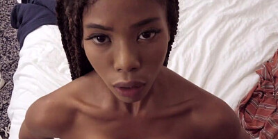 Spicy black girl Nia Nacci enjoys taking that hard pecker