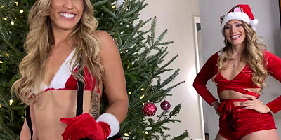 Big Dick Santa Fucks TWO PAWGS under the Tree for Christmas - Kelsi Monroe N AJ Applegate -