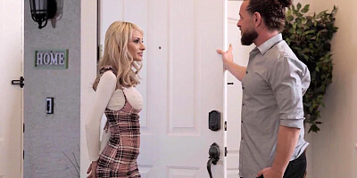 Skinny blonde April Love takes a good hammering on the couch