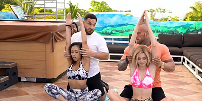 Perv Stepfathers Enjoy Stretching their Girls after Yoga Workout