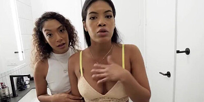 Stepdaughters Maya Farrell and Sarah Lace Share Stepdad's Cock