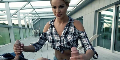 Euro blonde loves a finger up the butt before double penetration