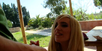 Blondie enjoying somewhat public fucking with a hung hunk