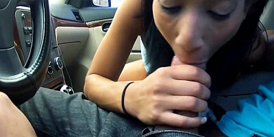 Cute Mia Hurley walks with a cum on face