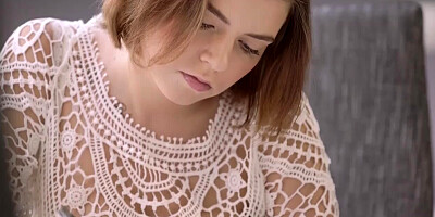 Chesty European teeny rides big mature cock