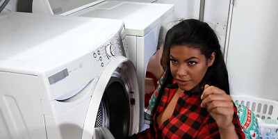 Nerdy cutie and her Ebony roommate banged by one lucky guy