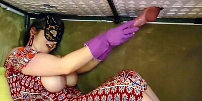 Wicked Step Mommy Cock Milks Naughty Step Son on Milking Table with Tub of Butter & Latex Gloves. BBW Mistress Thursday