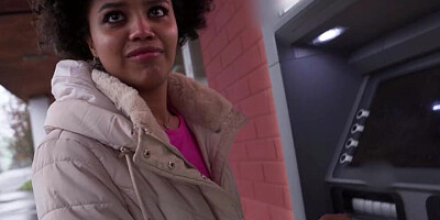 Public Agent Brazilian girl needs cash outdoors blowjob and POV hardcore sex with sexy black girl