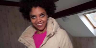 Public Agent Brazilian girl needs cash outdoors blowjob and POV hardcore sex with sexy black girl
