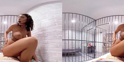 August Ames is riding some hard cock inside the cell