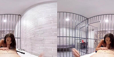 August Ames is riding some hard cock inside the cell