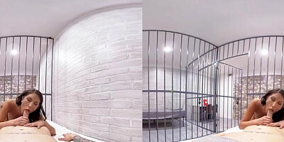 August Ames is riding some hard cock inside the cell