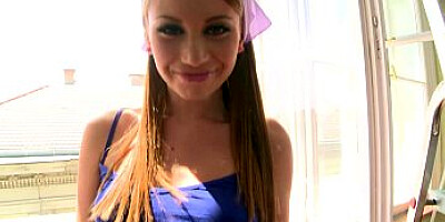 Hot Russian teen cleaning lady gives amazing blowjob